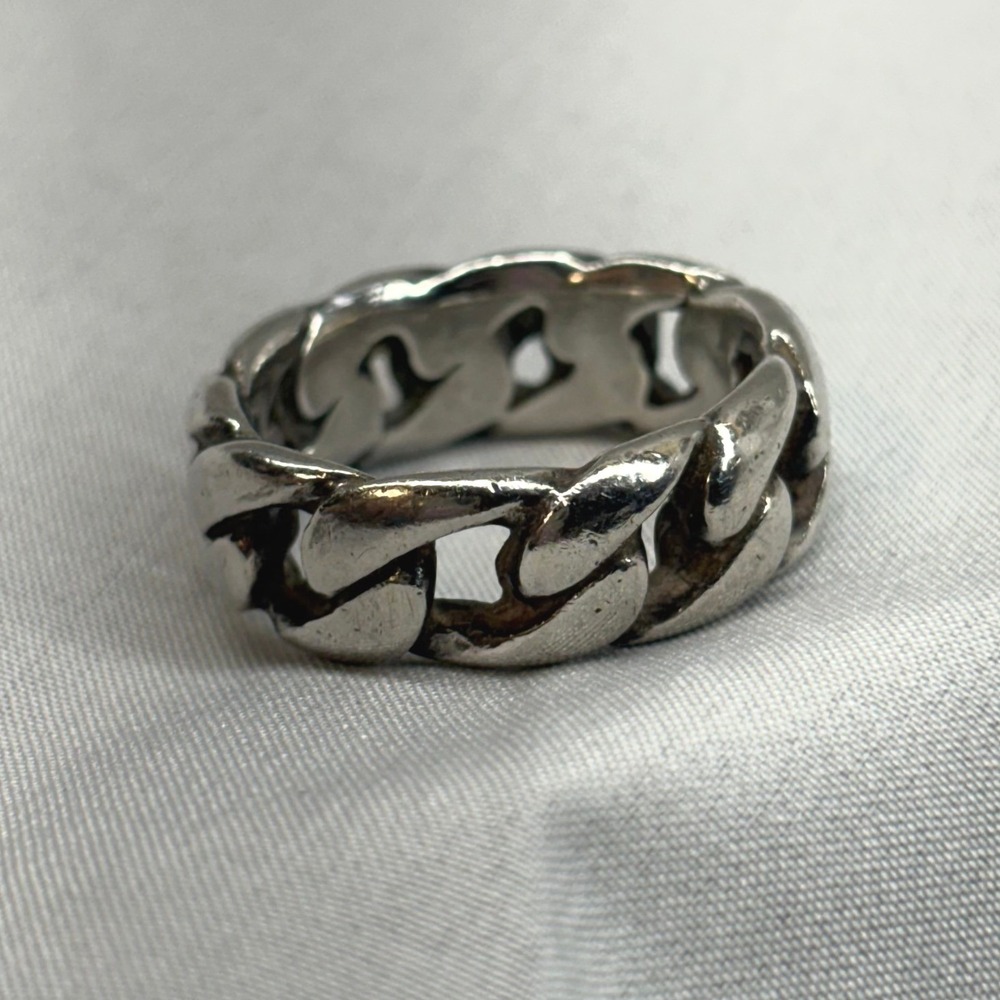 Unbranded Curb Link Chain Ring Unisex Size 9 Silver Good Sterling 925 Band